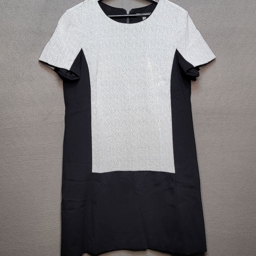 Classiques Entier Crew Neck Short Sleeve Jacquard Shift Dress Size Large #021